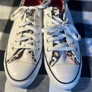 White Canvas Converse with double tongue